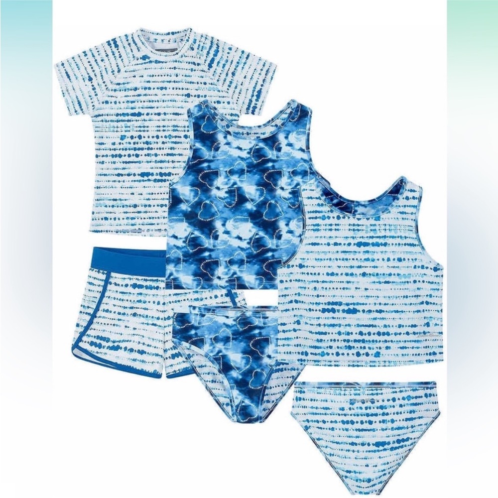 NWOT | Eddie Bauer | 4 piece mix & match reversible youth swim set | Size 7/8